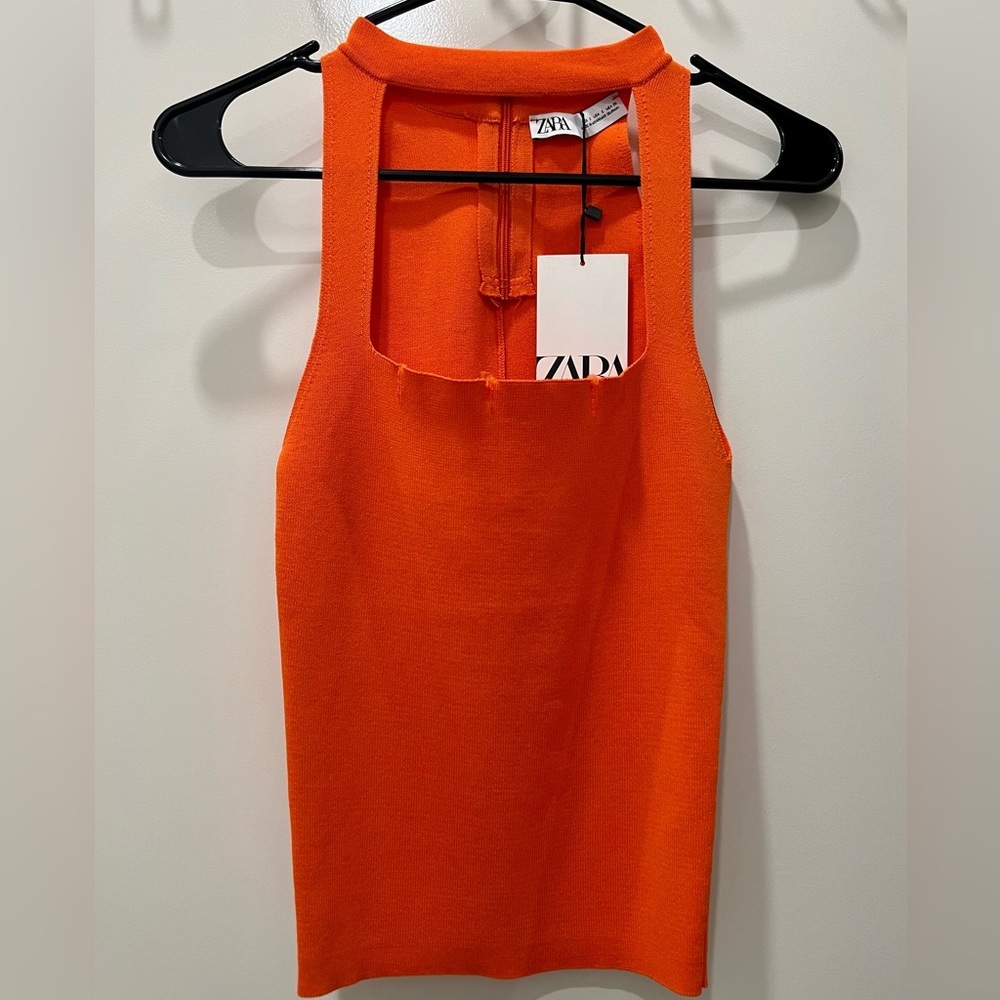 NWT Zara open chest orange top (size S)